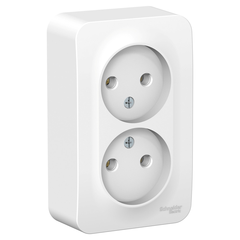 BLANCA О/У РОЗЕТКА двойная без заземления без шторок, МЕТАЛ.ПЛ., 16А, 250В, БЕЛЫЙ