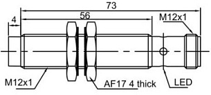 LANBAO LR12XCN10DPCY-E2 Индуктивный датчик М12х69мм PNP NC Sn=10мм Разъём М12