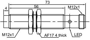LANBAO LR12XCN10DPCY-E2 Индуктивный датчик М12х69мм PNP NC Sn=10мм Разъём М12