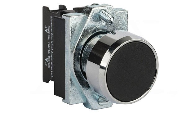 Кнопка плоская PB1S, черная, без фиксации, без подсветки, 1NO, 6A 230VAC/24VDC, 22mm, IP65 (PB1S-10/k)