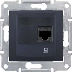 SEDNA РОЗЕТКА КОМПЬЮТЕРНАЯ RJ45, одиночная, кат. 5е, экр. STP, ГРАФИТ