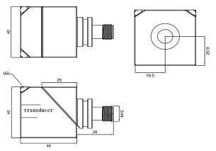 LANBAO US40-CC50DU10-E2 Ультразвуковой датчик 40x40x40 0-10 В аналоговый выход Разъем М12