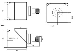 LANBAO US40-CC50DU10-E2 Ультразвуковой датчик 40x40x40 0-10 В аналоговый выход Разъем М12
