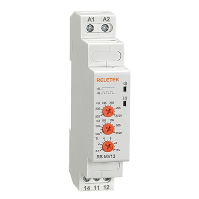 Реле контроля напряжения RS-MV13, 1P+N, 1CO 8A(250VAC), 230VAC, Umin(165_215V)/Umax(225_275V), 0.1_10s, 1M