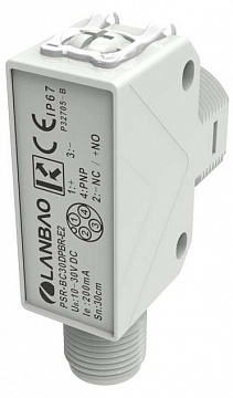 LANBAO PSR-YC10DNBR-E2 оптический датчик гибридный корпус NPN NO/NC Sn=100мм BGS (D-тип) разъем M12