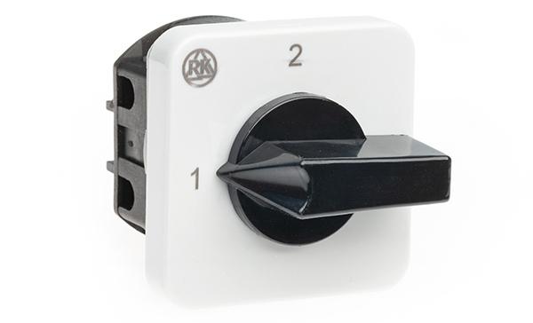 Переключатель BS 16 55K U, 2P, 20A, тип 1-2 (90°), 2NO на 1_2, без перемычек, на дверь, фронт IP40