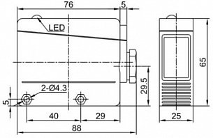 LANBAO PTL-DM5DPRT3-D оптический датчик 88x65x25мм PNP NO+NC Sn=5м (R-тип) клеммы