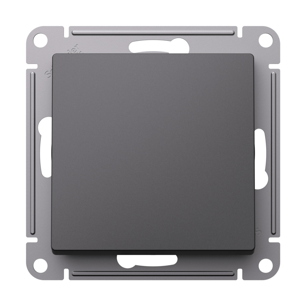 ATLASDESIGN 1-клавишный ВЫКЛЮЧАТЕЛЬ КНОПОЧНЫЙ, сх.1, 10А, механизм, БАЗАЛЬТ