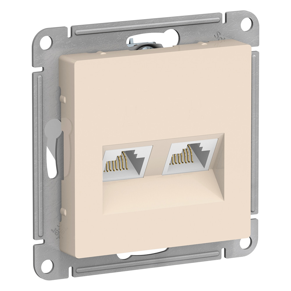ATLASDESIGN РОЗЕТКА двойная компьютерная RJ45+RJ45 кат. 5e, механизм, БЕЖЕВЫЙ