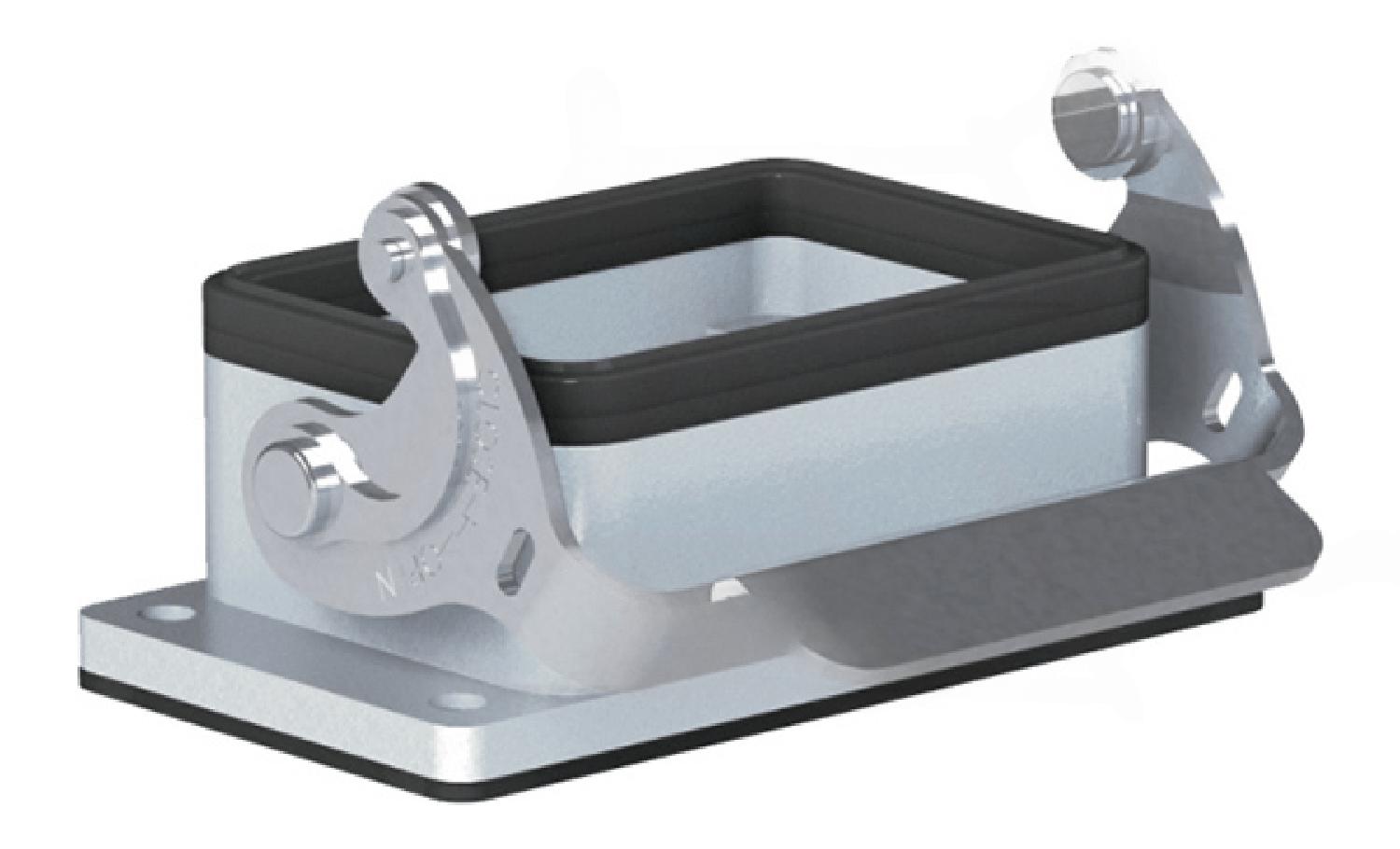 Корпус разъема, размер H6B, приборный, с фиксатором, металл, IP65, RAL 7037