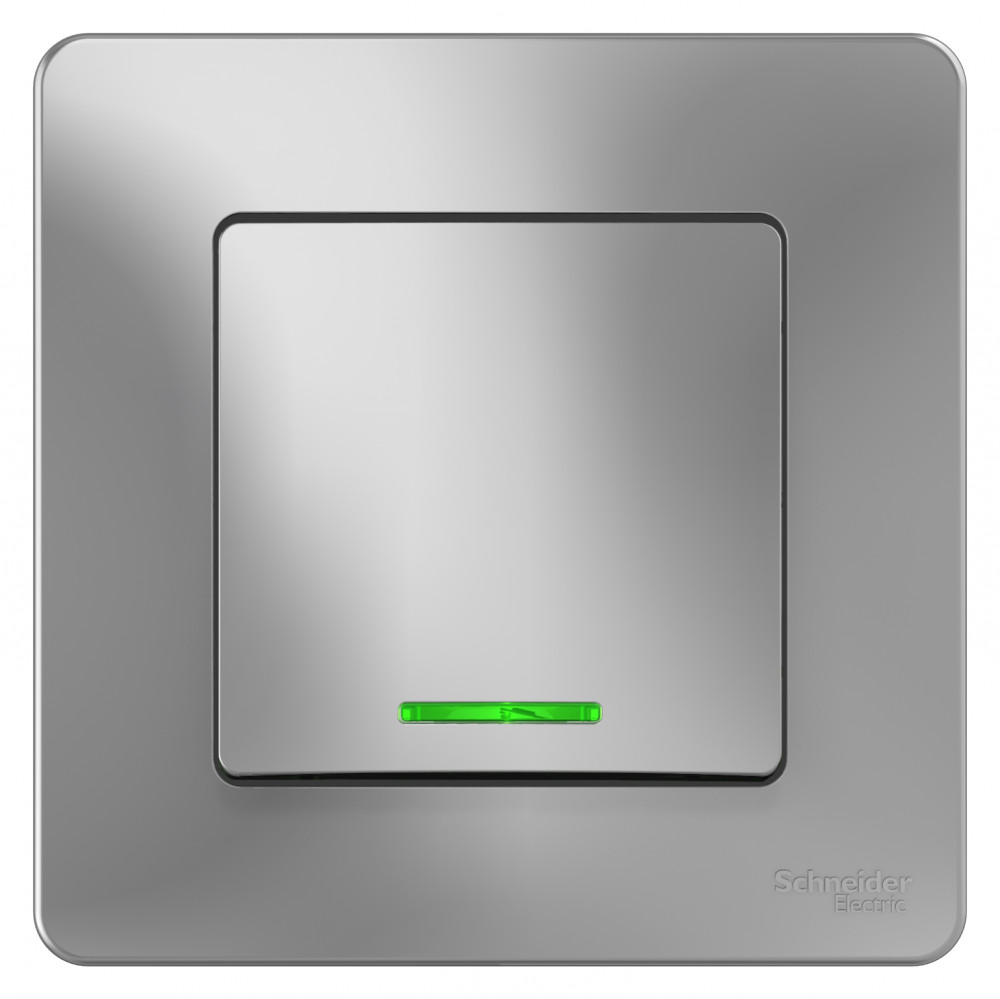 BLANCA С/У 1-клавишный ПЕРЕКЛЮЧАТЕЛЬ (сх.6) с подсв., 10А,250В, АЛЮМИНИЙ