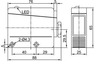 LANBAO PTL-BC200DPRT3-D оптический датчик 88x65x25мм PNP NO+NC Sn=2000мм (D-тип) клеммы