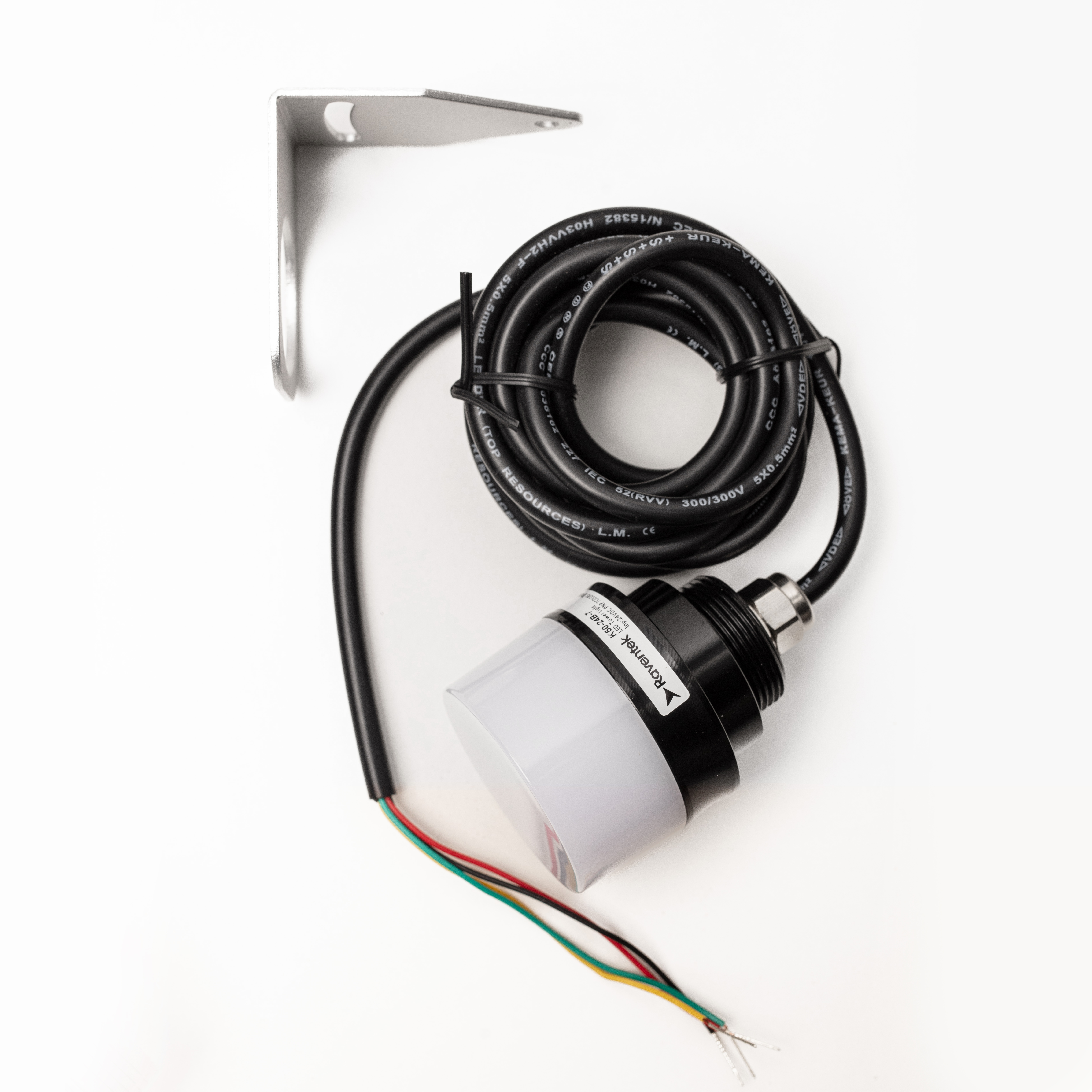 RAVENTEK K50-24B-7 светосигнальный маячок ?50 постоянное свечение без зуммера IP69K 7цвет. кабель 2м