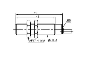 LANBAO LR12XGBF04DPOY индуктивный датчик M12х51мм нерж PNP NO Sn=4мм кабель 2м