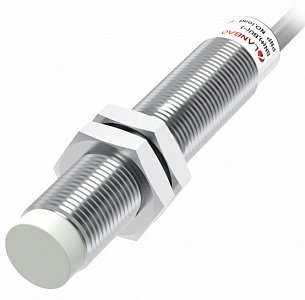 LANBAO LR12XCN10DPOY Индуктивный датчик 10 мм, цилиндрический, незаподлицо, 10…30 DC, PNP, NO, никелированная латунь, кабель, IP67