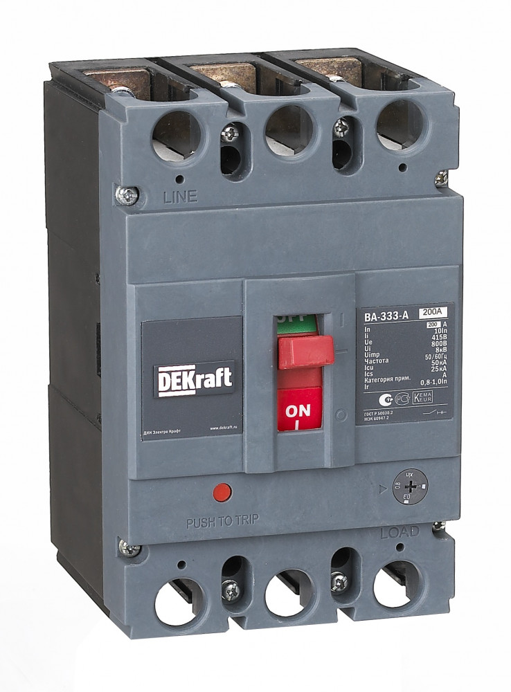 Силовой авт. выкл. 3P 200А c Ir=160А-200А 50кА ВА-333 DEKraf