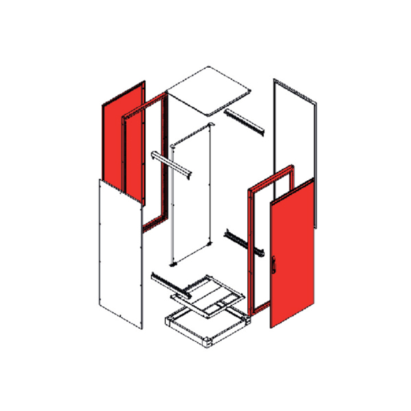 Две сварные рамы щита NEO 2000x1000мм (ВxШ), дверь распашная, задняя панель, RAL7035, IP55