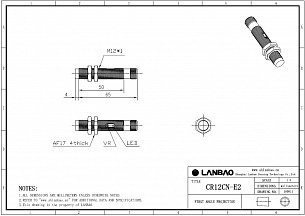 LANBAO CR12CN04DPO-E2 емкостной датчик M12 PNP NO Sn=4мм разъем М12