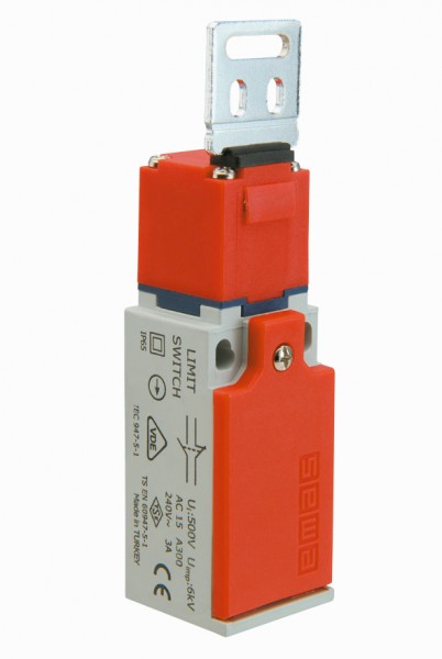 Концевой выключатель, привод прямой металлический кронштейн (ключ-инциатор) (1НЗ+1НО, мгновенное сраб.), серия L5, пластиковый корпус (240В AC, 3А), IP65 L5K13LUM322