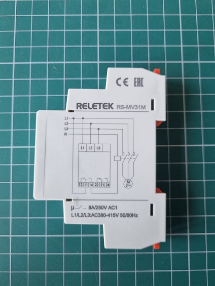 Реле контроля фаз RS-MV31M, 3P, 2CO, 266_540VAC(L-L), 2s, обрыв, чередование, 1M