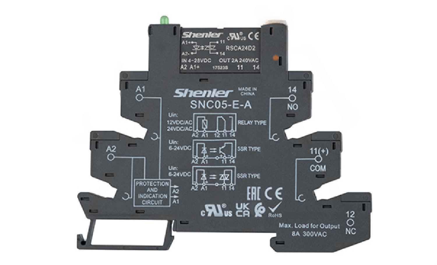 Реле интерфейсное полупроводниковое RSCA24D2 с колодкой SNC05-E-A, винтовой зажим, 1NO, 2A(280VAC), 12-24VDC, LED, W=6.2mm