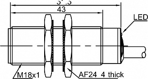 LANBAO LR18XBF05DNR индуктивный датчик M18x51мм NPN NO/NC Sn=5мм кабель 2м