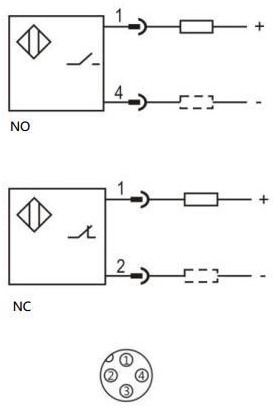 LANBAO LR12XBF02DLO-E2 индуктивный датчик М12х51мм 2-х проводный DC NO Sn=2мм разъём М12