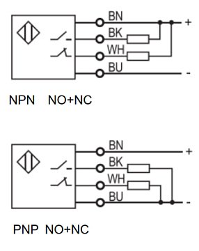 LANBAO LR18XCF08DNRY-D индуктивный датчик M18x63мм NPN NO+NC Sn=8мм клеммы