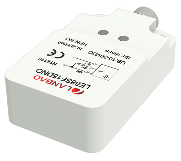 LANBAO LE68SF15DPO-E2 индуктивный датчик 40x20x68мм  PNP NO Sn=15мм разъем М12