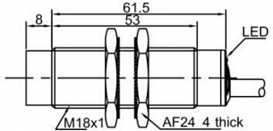 LANBAO LR18XCN08LI4M индуктивный датчик M18х69.5мм 4...20mA Sn=8мм кабель 2м