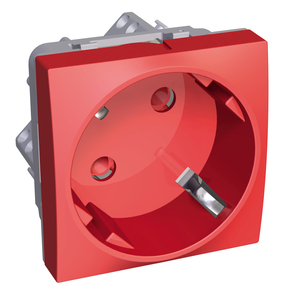 РОЗЕТКА 45 2P+E СО ШТОР КРАСНАЯ