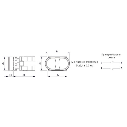 Кнопка сдвоенная с увеличенными линзами красно-зеленая (1НО+1НЗ), B102B20KY