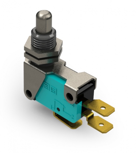 Микровыключатель, привод металлический плунжер (1ПК), металлический корпус (250В AC, 10А), IP20 MK1PUM9