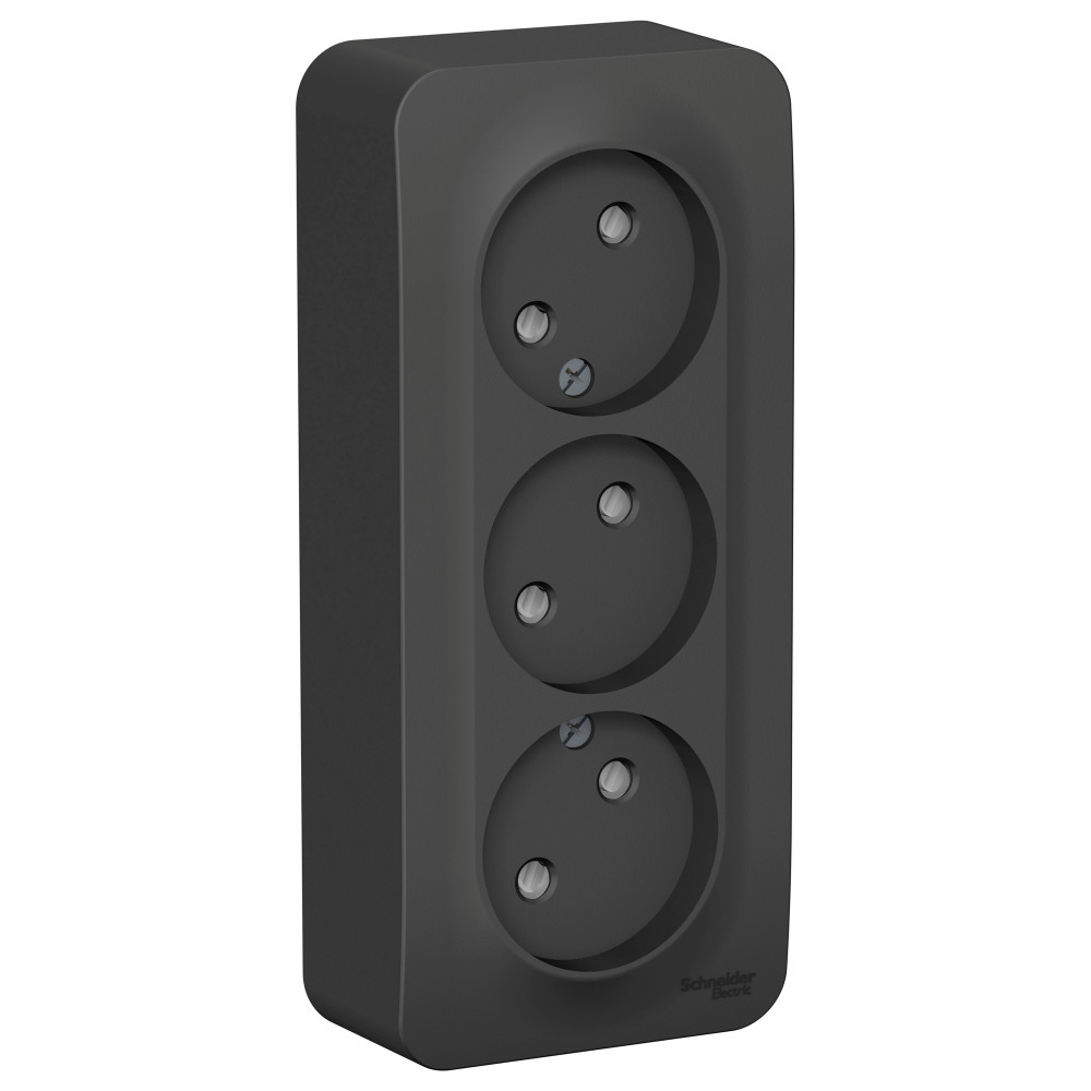 BLANCA О/У РОЗЕТКА 3-я без заземления со шторками, ИЗОЛ.ПЛ., 16А, 250В, АНТРАЦИТ