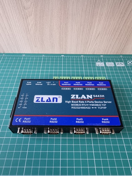 Преобразователь интерфейсов ZLAN5443H, RS-232/485/422 в Ethernet, 4xRS-485/422, 4xRS-232, Modbus Gateway, 24VDC