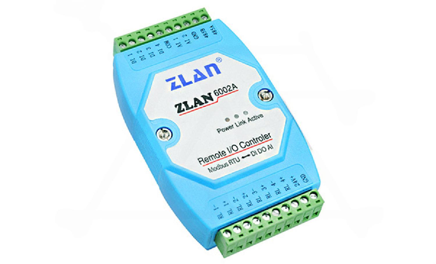 Станция удаленного ввода/вывода ZLAN6002A, 4DI, 4RO, 2AI (4..20MA), RS-485 (Modbus RTU), 24VDC, DIN35