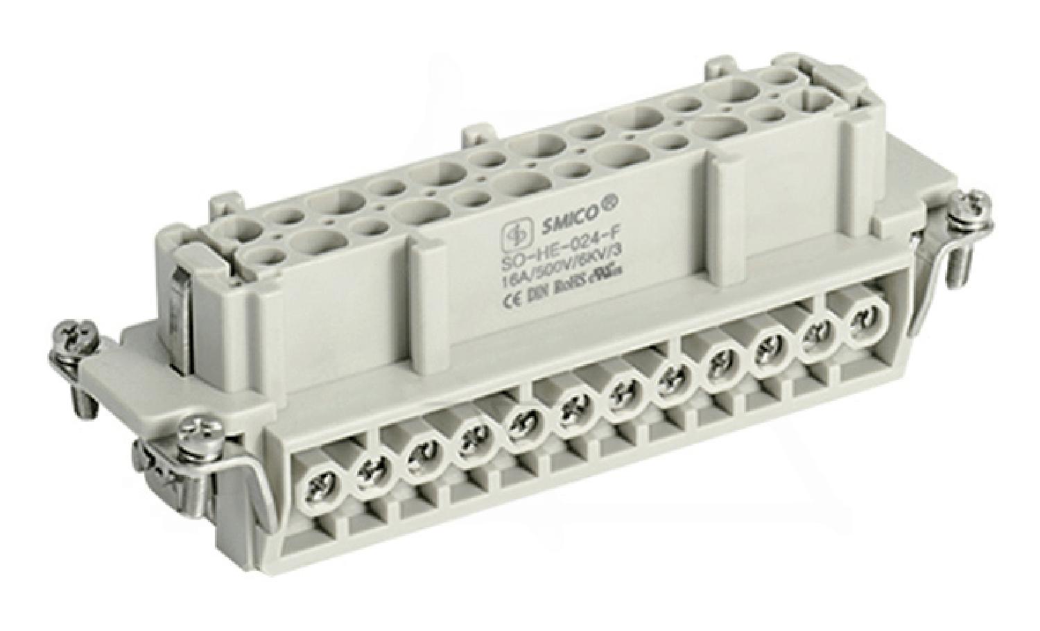 Вставка контактная, размер H24B, тип гнездо, 24P+PE (25-48), 16A, 500V, винтовой зажим