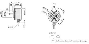 LANBAO ENI50S8-6E2048HD-T2 энкодер ?50 сплошной вал 8мм 2048имп/об HTL 8-30DC IP65 кабель 2м