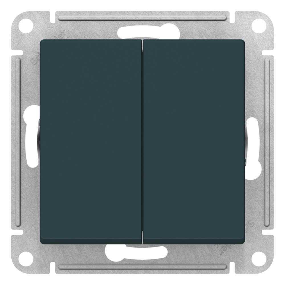 ATLASDESIGN 2-клавишный ВЫКЛЮЧАТЕЛЬ КНОПОЧНЫЙ, сх.5, 10А, механизм, ИЗУМРУД