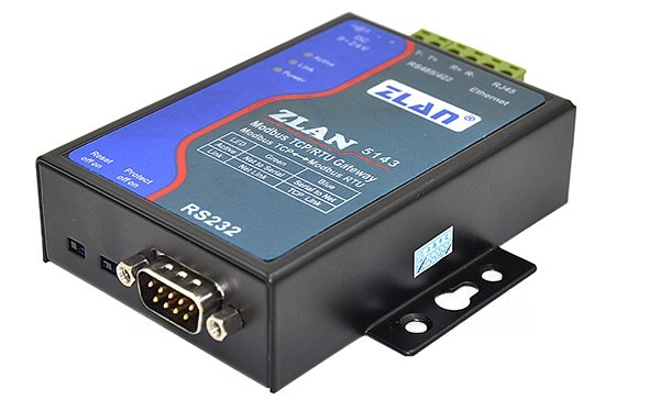 Преобразователь интерфейсов ZLAN5143-EU, RS-232/485/422 в Ethernet, 1xRS-485/422, 1xRS-232, Modbus Gateway, 24VDC, EU Power, DIN35