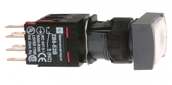 КНОПКА 16ММ 12-25В БЕЛАЯ С ПОДСВ. КВ.