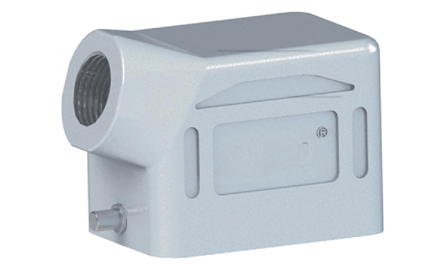 Корпус разъема, размер H6B, кабельный, угловой ввод M20, металл, IP65, RAL 7037