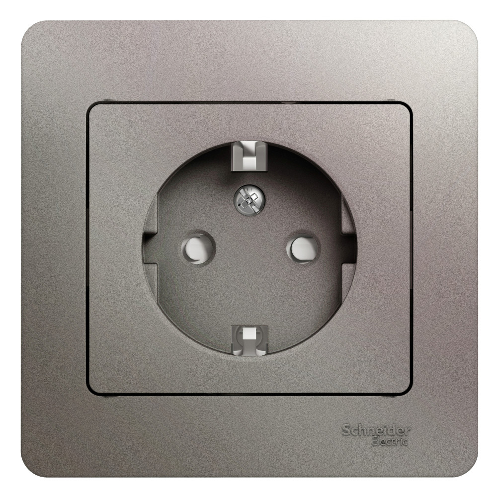 GLOSSA РОЗЕТКА с заземлением со шторками, 16А, в сборе, ПЛАТИНА