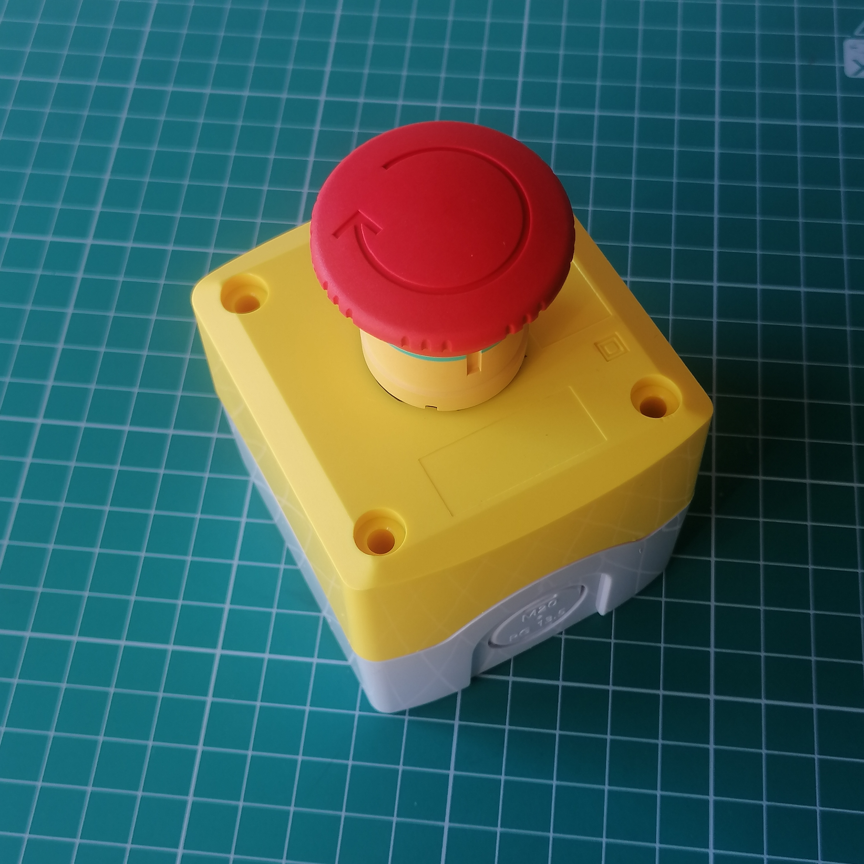 КНОПОЧНЫЙ ПОСТ ЖЕЛТЫЙ, 1 АВАР. ГРИБОВ. КНОПКА, 1 НЗ