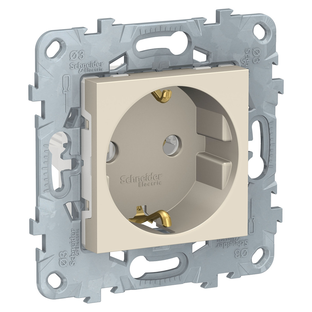 UNICA NEW РОЗЕТ. с/з, б/шт, 16А, БЕЖ