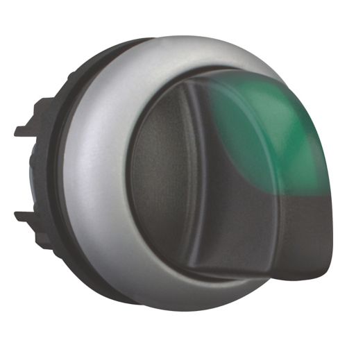 Переключатель I-0-II (60o, фикс.) с зел. рукояткой с подсв. Titan M22-WRLK3-G, IP66 (216847)