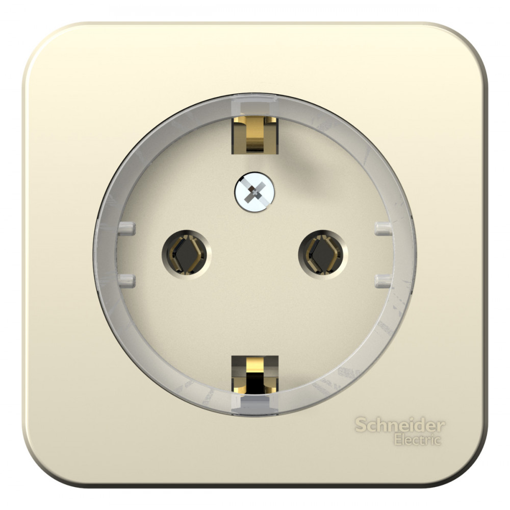 BLANCA О/У РОЗЕТКА с заземлением без шторок, (КОМПАКТ) ИЗОЛ.ПЛ., 16А, 250В, МОЛОЧНЫЙ