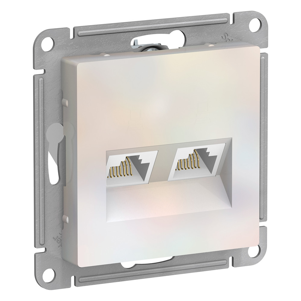 ATLASDESIGN РОЗЕТКА двойная компьютерная RJ45+RJ45 кат. 5e, механизм, ЖЕМЧУГ