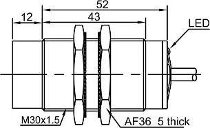 LANBAO LR30XBN15DPC индуктивный датчик M30 PNP NC Sn=15мм, кабель 2м