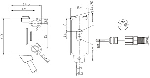 LANBAO PST-YR16DPOR-F3 оптический датчик PNP на свет, 16мм, кабель 0,2м с разъемом М8